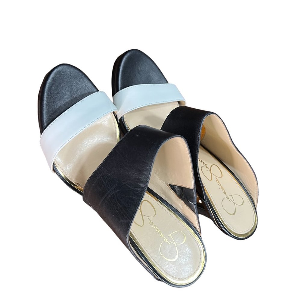 JESSICA SIMPSON WOMEN ROMY DRESS PUMPS POWDER-BLK PATENT SIZE 10M